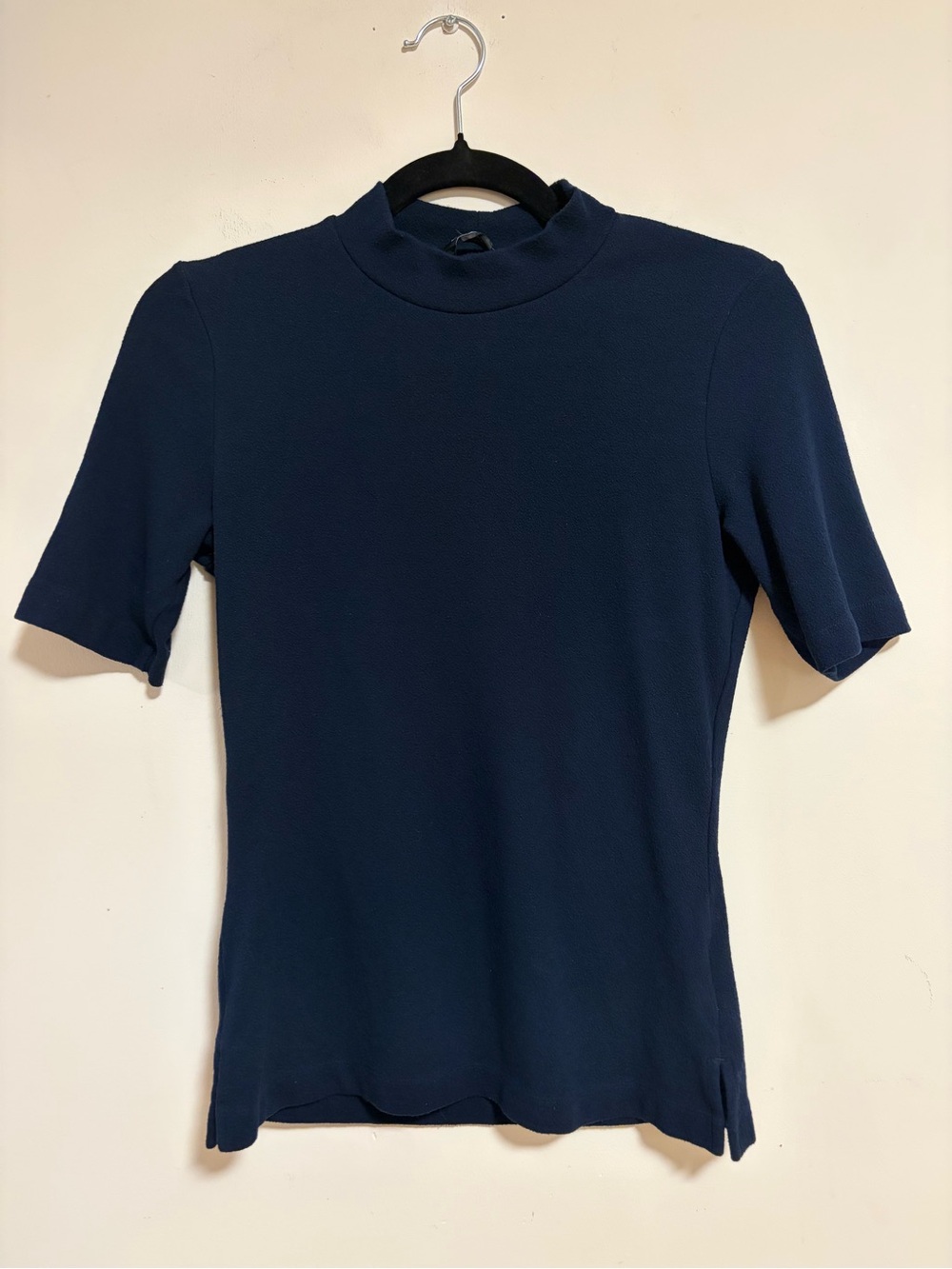 Club Monaco Navy Mock Neck Short Sleeve Knit Top Small